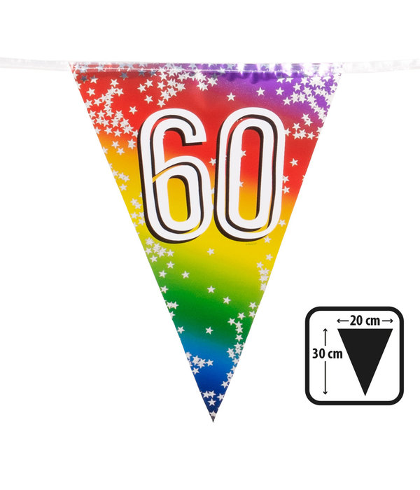Vlaggenlijn Cijfer 60 Regenboog Met Sterren (6m)