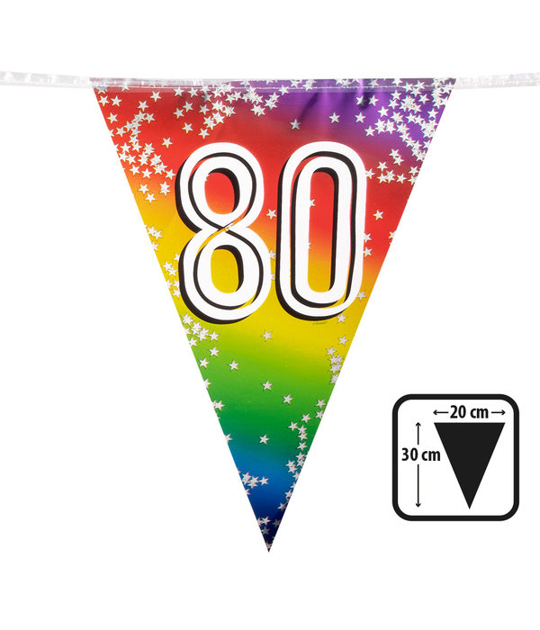 Vlaggenlijn Cijfer 80 Regenboog Met Sterren (6m)