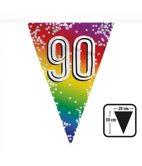 Vlaggenlijn Cijfer 90 Regenboog Met Sterren (6m)