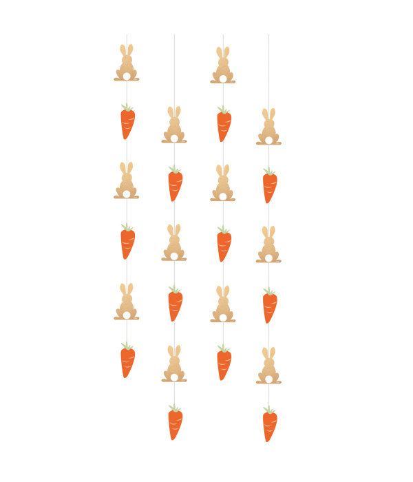 Hangdecoratie Slingers Wortels en konijnen (4st)