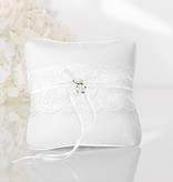 Ringkussen Mat Wit met Kant en Witte Roosjes