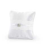 Ringkussen Mat Wit met Kant en Witte Roosjes