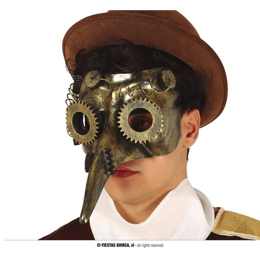 Steampunk Masker Goud Tandwielen