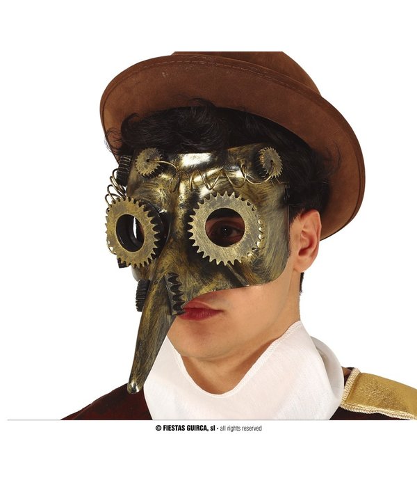 Steampunk Masker Goud Tandwielen