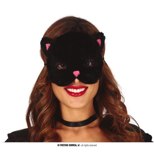 Oogmasker Kat Pluche Zwart/Roze