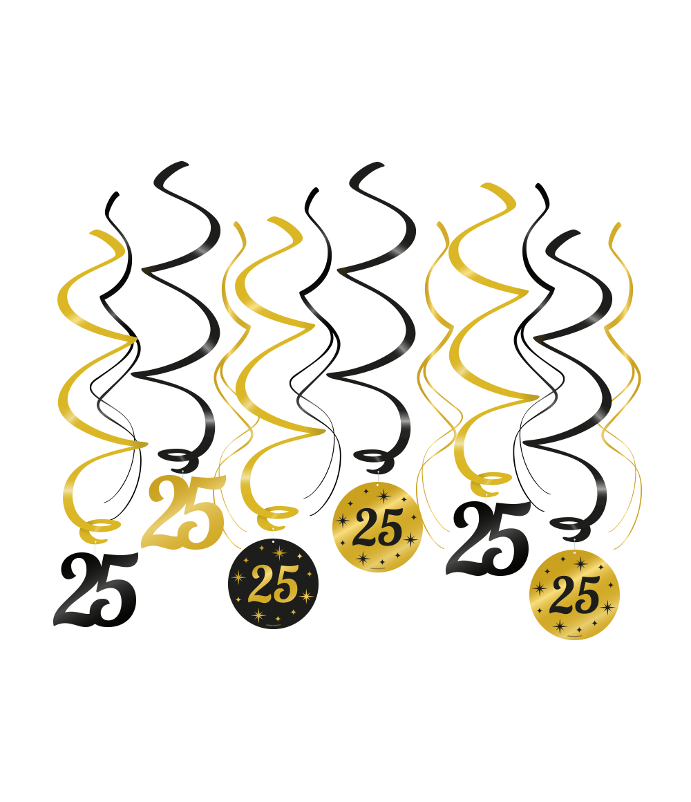 Classy Party Swirls 25 Jaar (12st)
