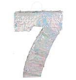 Piñata cijfer 7 holografisch zilver (40x28cm)