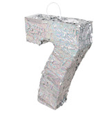 Piñata cijfer 7 holografisch zilver (40x28cm)