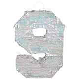 Piñata cijfer 9 holografisch zilver (40x28cm)