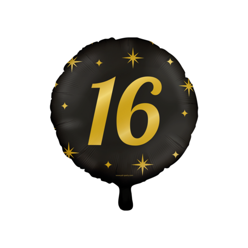 Classy Folieballon 16 Jaar Zwart/Goud (46cm)