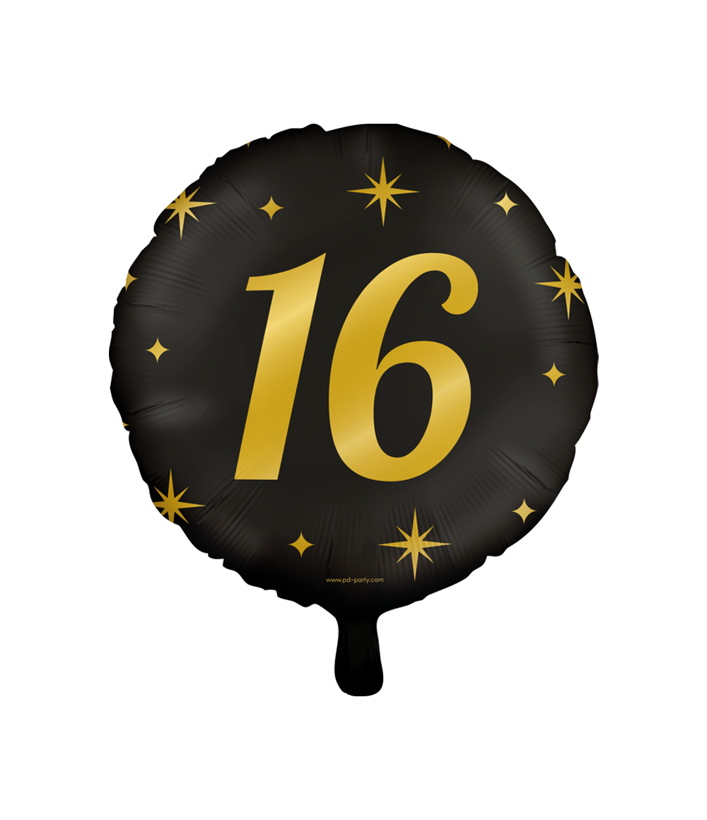 Classy Folieballon 16 Jaar Zwart/Goud (46cm) afbeelding