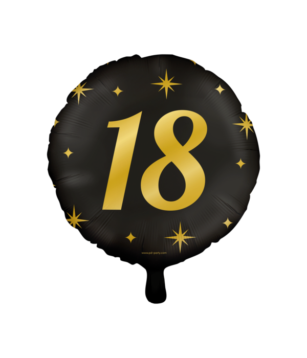 Classy Folieballon 18 Jaar Zwart/Goud (46cm)