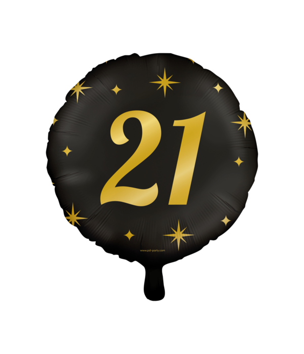 Classy Folieballon 21 Jaar Zwart/Goud (46cm)