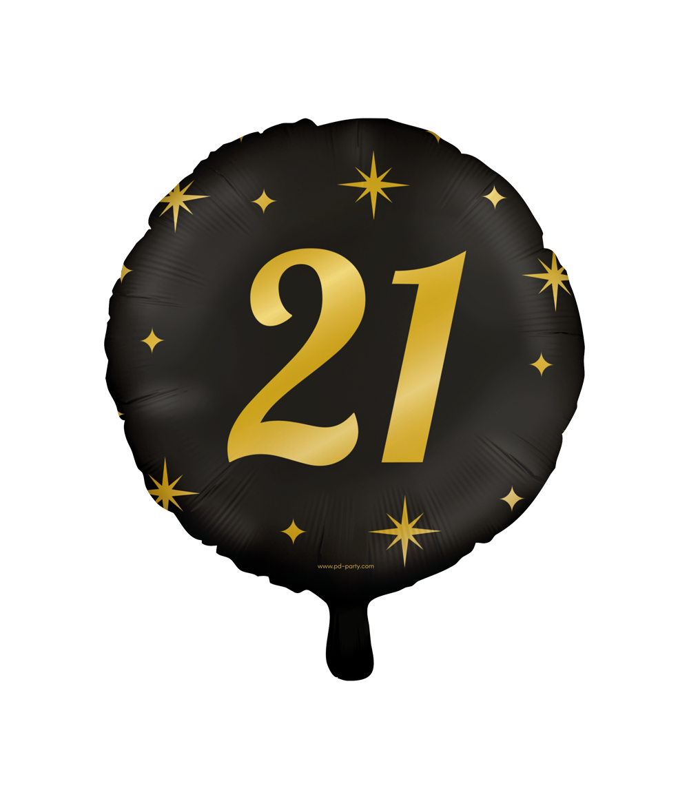 Classy Folieballon 21 Jaar Zwart/Goud (46cm) afbeelding