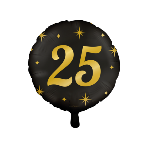 Classy Folieballon 25 Jaar Zwart/Goud (46cm)