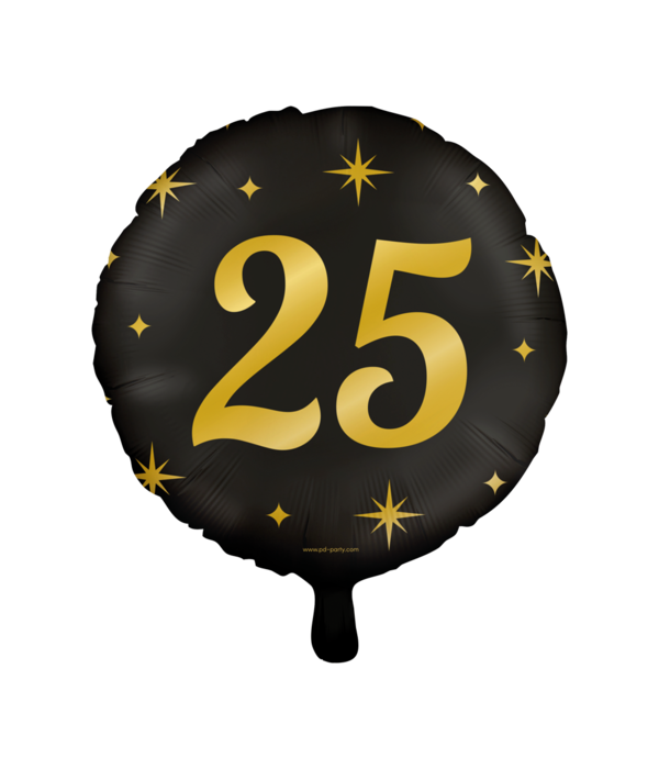 Classy Folieballon 25 Jaar Zwart/Goud (46cm)