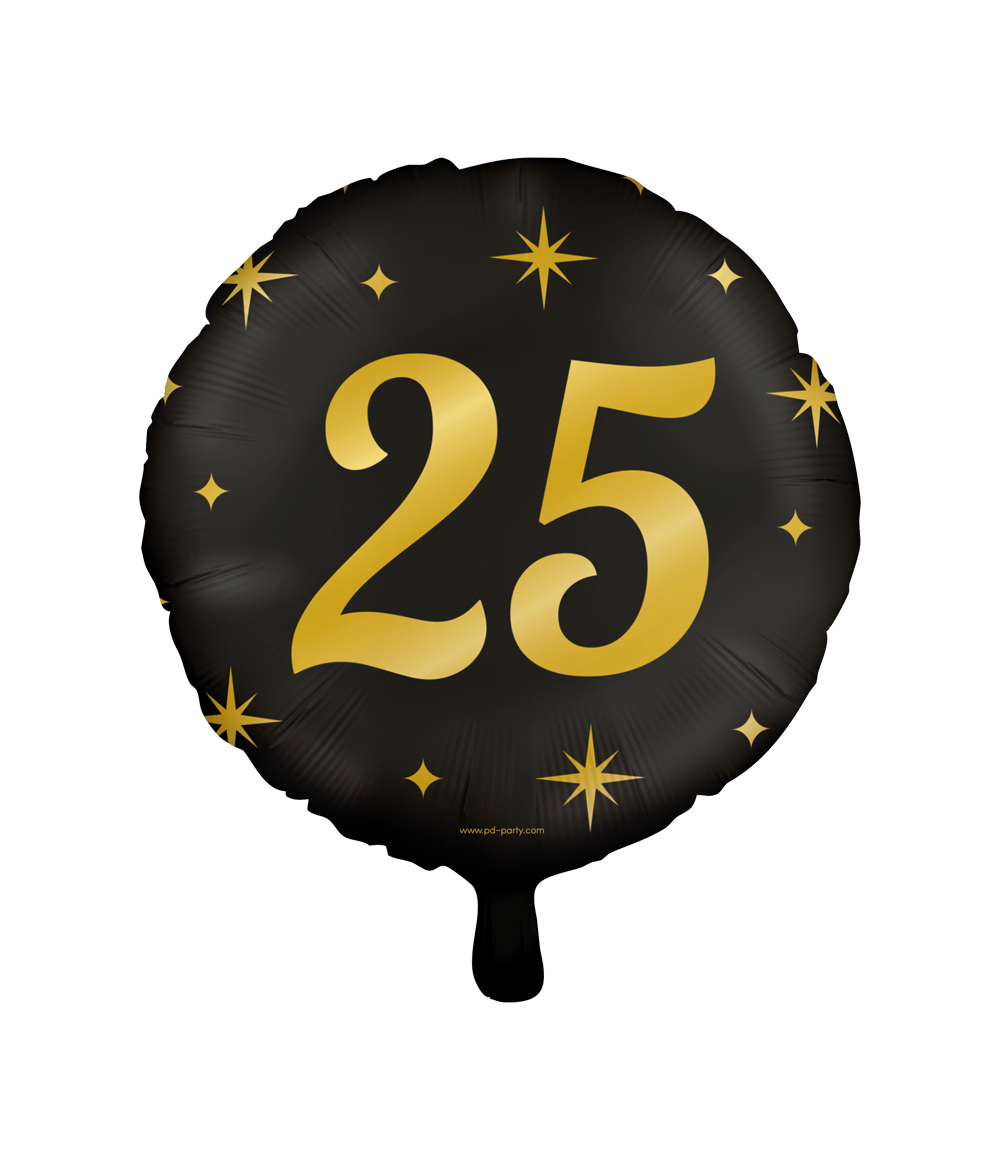 Classy Folieballon 25 Jaar Zwart/Goud (46cm)