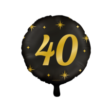 Classy Folieballon 40 Jaar Zwart/Goud (46cm)