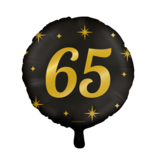 Classy Folieballon 65 Jaar Zwart/Goud (46cm)