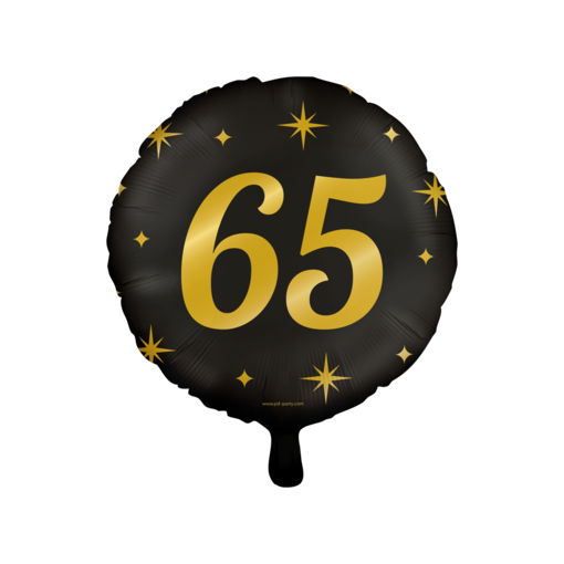 Classy Folieballon 65 Jaar Zwart/Goud (46cm)