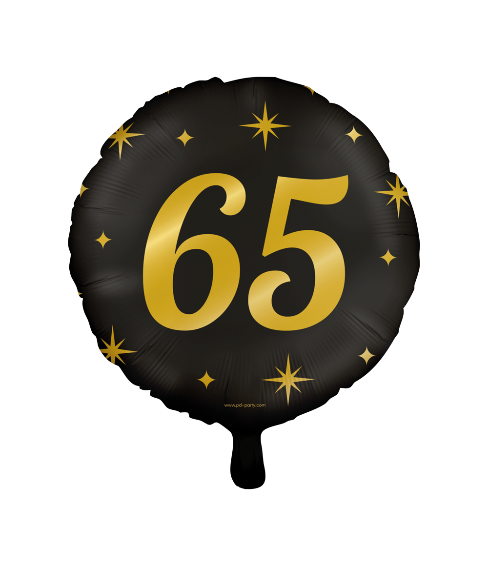 Classy Folieballon 65 Jaar Zwart/Goud (46cm) afbeelding