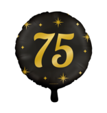 Classy Folieballon 75 Jaar Zwart/Goud (46cm)