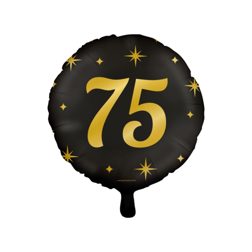 Classy Folieballon 75 Jaar Zwart/Goud (46cm)