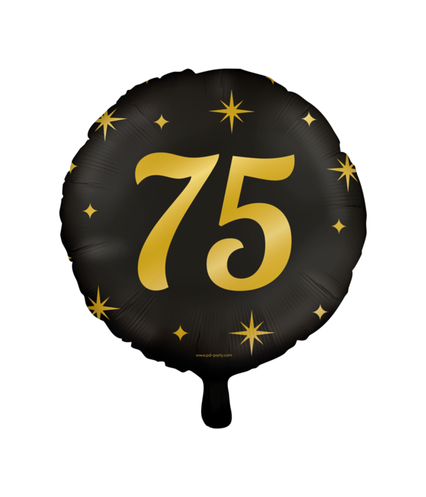 Classy Folieballon 75 Jaar Zwart/Goud (46cm)