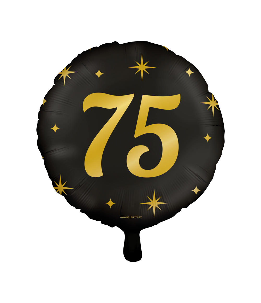 Classy Folieballon 75 Jaar Zwart/Goud (46cm) afbeelding
