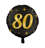 Classy Folieballon 80 Jaar Zwart/Goud (46cm)