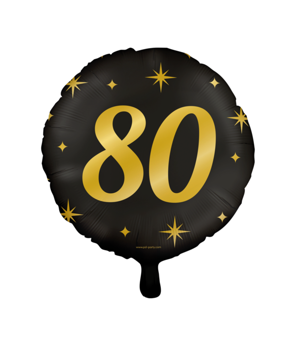 Classy Folieballon 80 Jaar Zwart/Goud (46cm)
