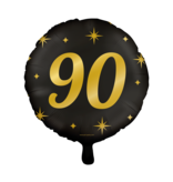 Classy Folieballon 90 Jaar Zwart/Goud (46cm)
