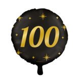 Classy Folieballon 100 Jaar Zwart/Goud (46cm)