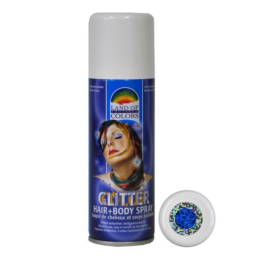 Glitterspray Blauw voor lichaam & haar (125ml)