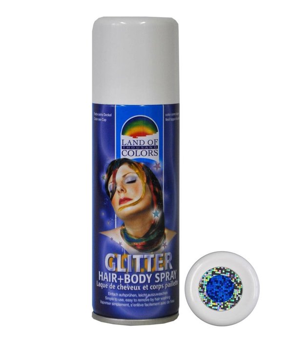 Glitterspray Blauw voor lichaam & haar (125ml)