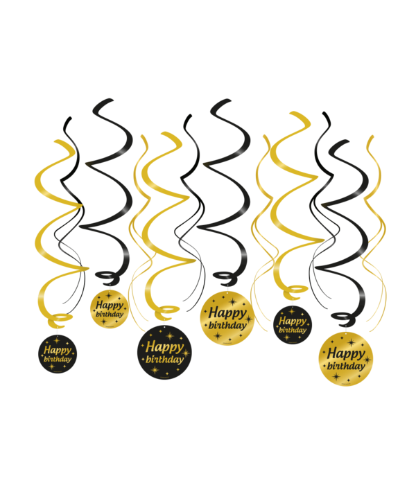 Classy Party Swirls Happy Birthday (12st)