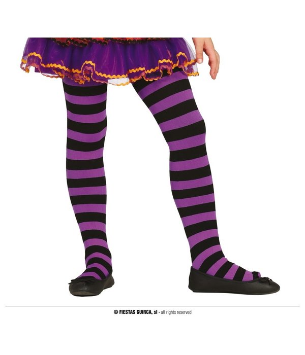 Panty kind paars/zwart
