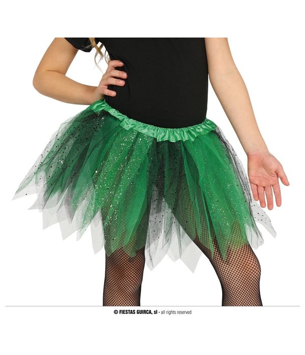 Glitter Tutu Groen/Zwart Kind