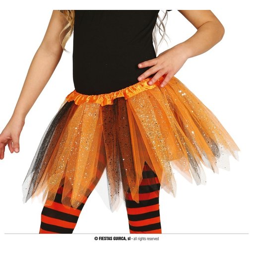 Tutu Oranje/Zwart Glitter Kind