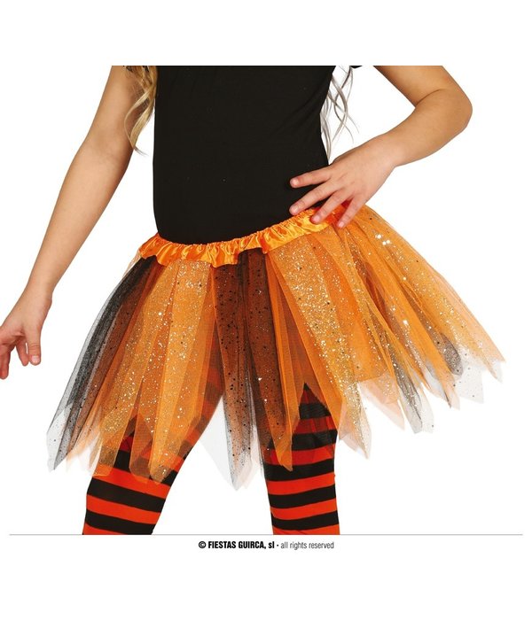 Tutu Oranje/Zwart Glitter Kind