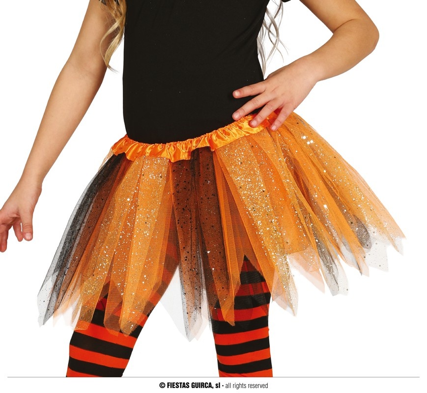 Tutu Oranje/Zwart Glitter Kind afbeelding