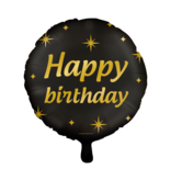Classy Folieballon Happy Birthday Zwart/Goud (46cm)