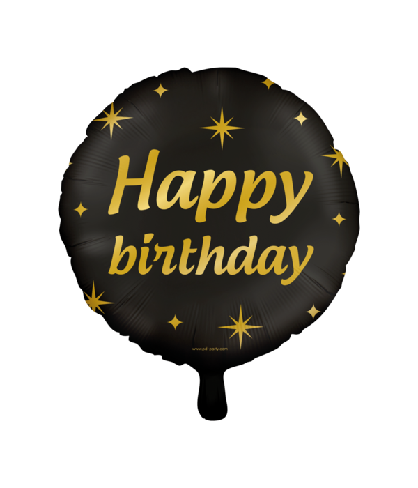Classy Folieballon Happy Birthday Zwart/Goud (46cm)