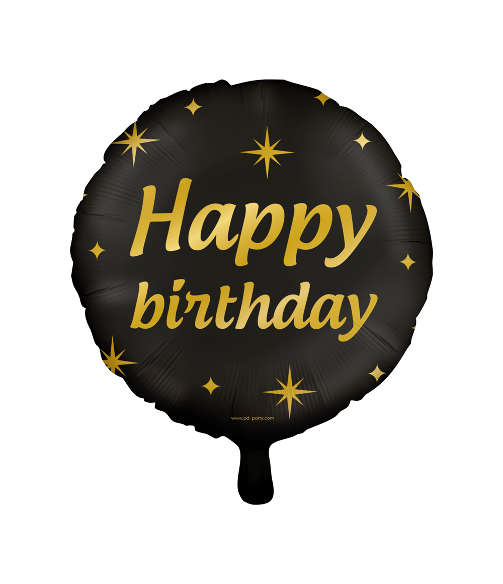 Classy Folieballon Happy Birthday Zwart/Goud (46cm)