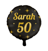 Classy Folieballon Sarah 50 Jaar Zwart/Goud (46cm)