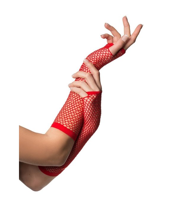 Nethandschoenen vingerloos rood