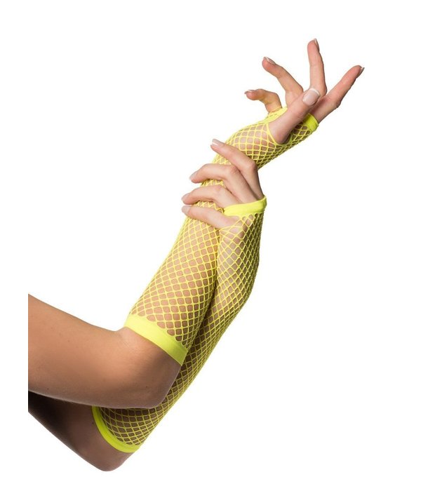 Vingerloze Handschoenen Lang Visnet Neon Geel
