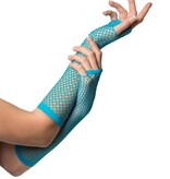 Vingerloze Handschoenen Lang Visnet Turquoise