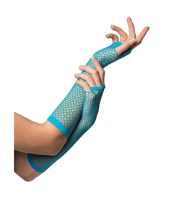 Vingerloze Handschoenen Lang Visnet Turquoise