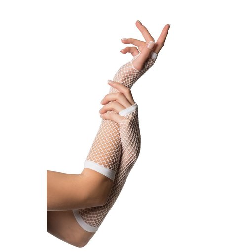 Vingerloze Handschoenen Lang Visnet Wit